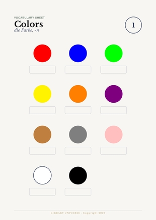 Colors practice sheet preview